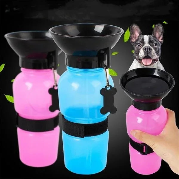 Pet Travel Water Bottle 500ml – Portable Drinking Cup & Feeder Bowl for Dogs & Cats