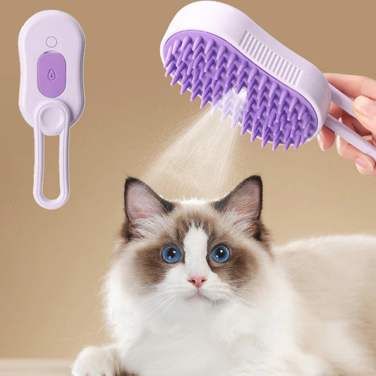 3-in-1 Cat & Dog Steam Brush – Electric Pet Hair Grooming Brush for Massage, Detangling & Removing Loose Hair